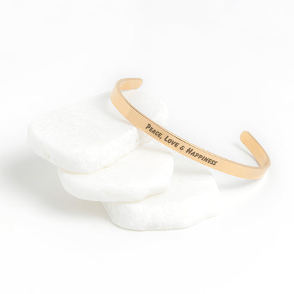 Peace, Love & Happiness Cuff Bracelet